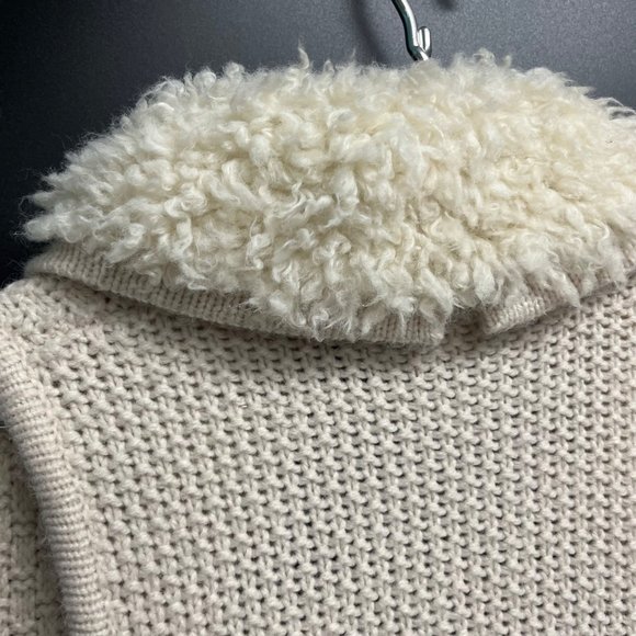 Gap SMALL Womens Sherpa Collar Cream Alpaca Wool Blend Knit Tunic Sweater Vest - Picture 9 of 11